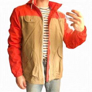 PENFIELD Colorblock Orange Tan Windbreaker Hooded Jacket Size M